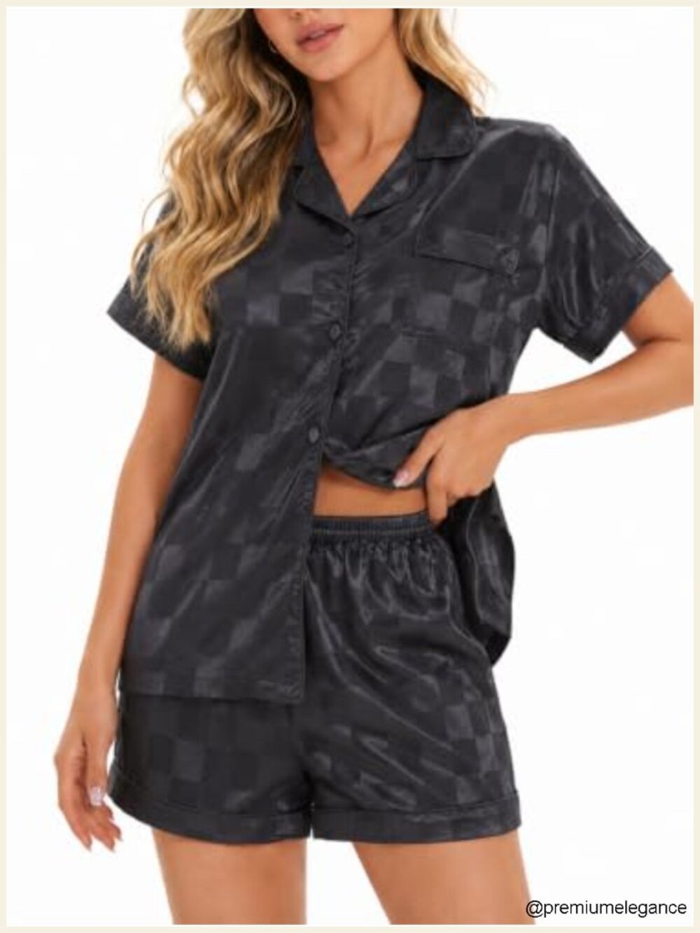 Women's 2 Piece Pajama Set Short Sleeve Sleepwear Cardigan Shorts